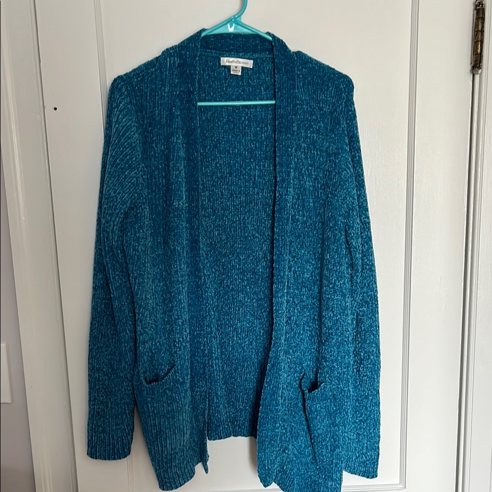 Blue Open-Front Cardigan Sweater
